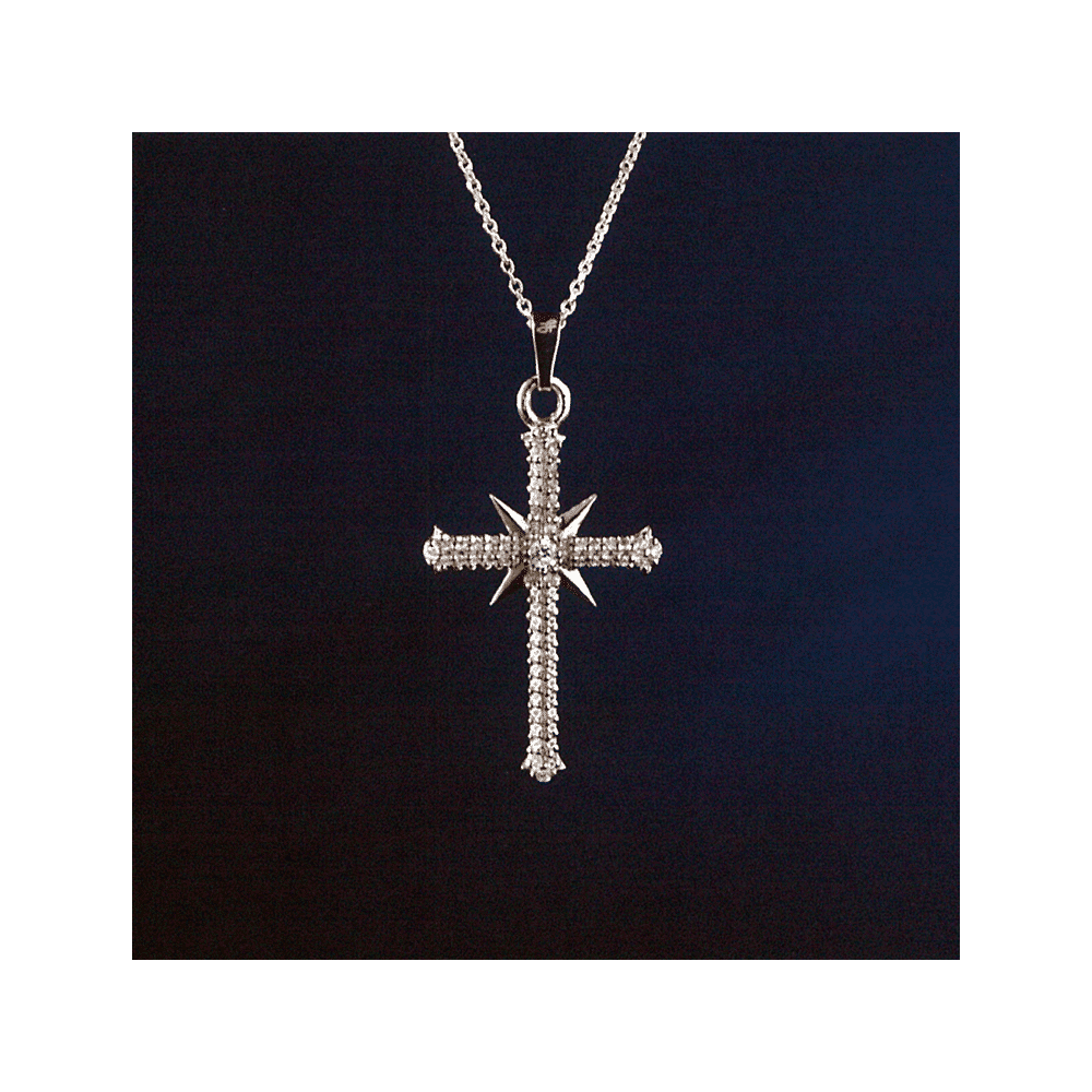 Nyaklánc Szcientológia-kereszt medállal és ékkövekkel