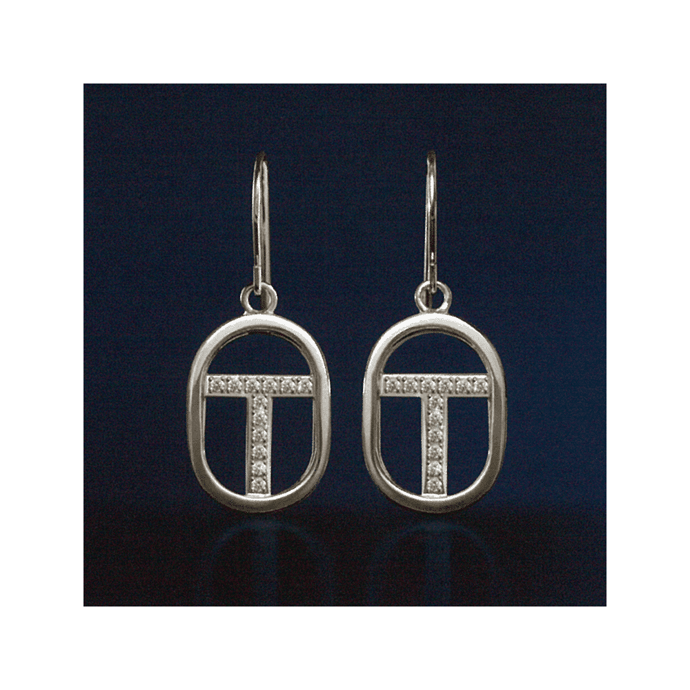 Függő OT-fülbevaló ékkövekkel